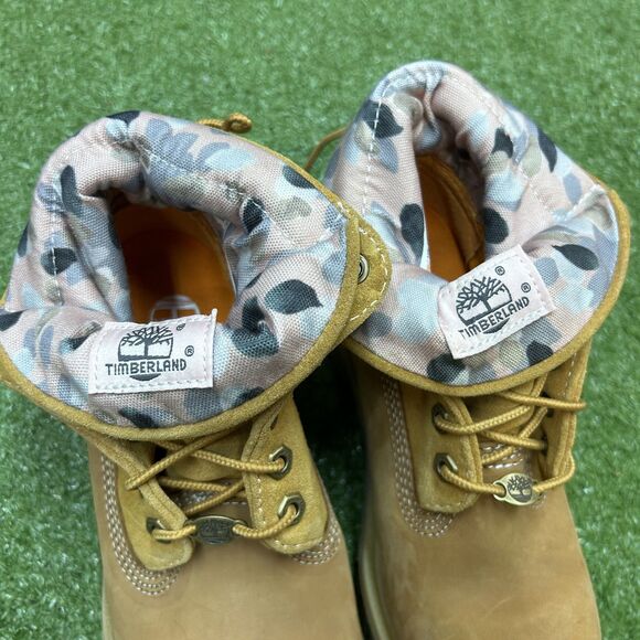 TIMBERLAND Roll Top Women's Suede Leather Work Boots Size 7 Pink Camo A2MF6 - Picture 2 of 8